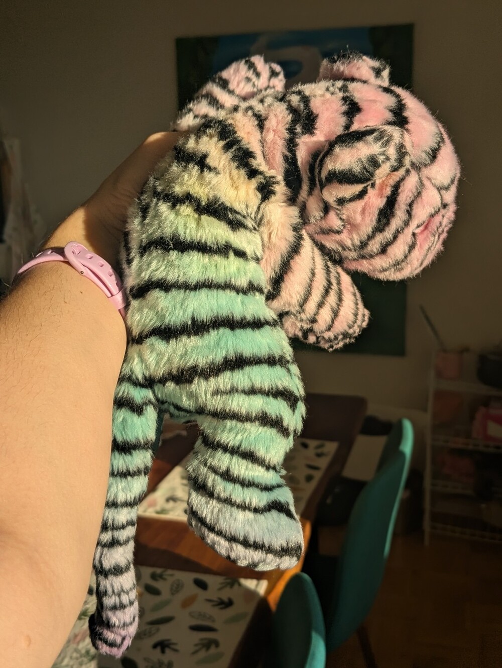 Handdyed Pastel Rainbow Vintage Beanie Buddy White Tiger
